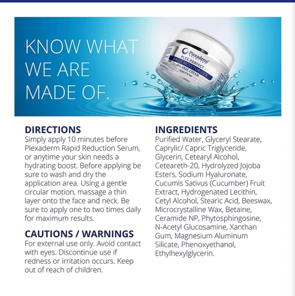 Plexaderm Rapid Reduction Serum Plex-Perfect Daily Moisturizer Oil-free Cream - Picture 6 of 14